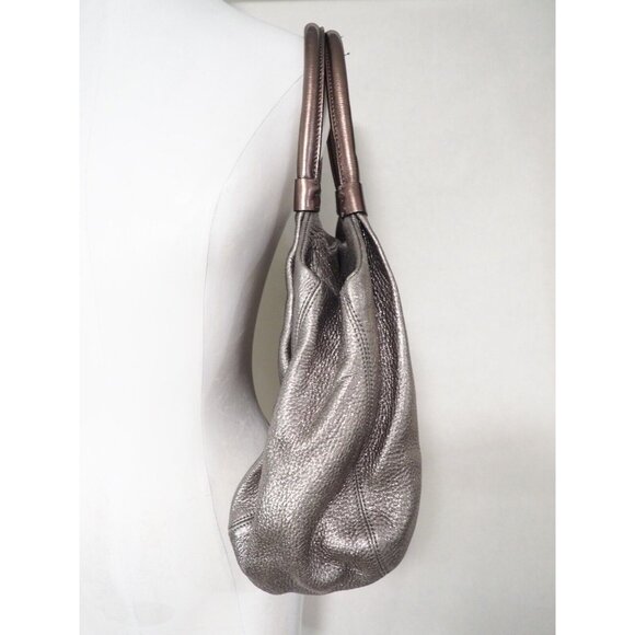 Kate Spade New York Pebbled Shimmering Silver Leather Buckle Closure Hobo Bag - Picture 3 of 9